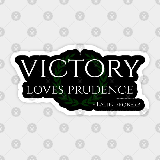 Victory Loves Prudence Inspiring Latin Saying Sticker by Styr Designs